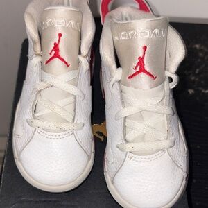 Nike Kids White and Red Jordan Low Sneaker